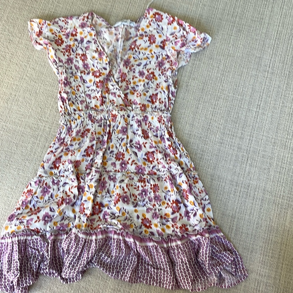 Petal & Pup Floral Mini Dress - Purple and White